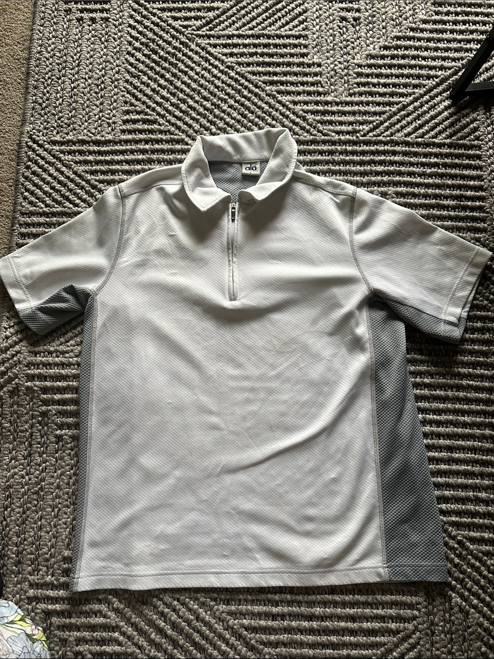 ALO Yoga White Men's Zip Polo Cool fit